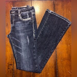 L.A. idol Dark Wash Flare Jeans - Navy Blue